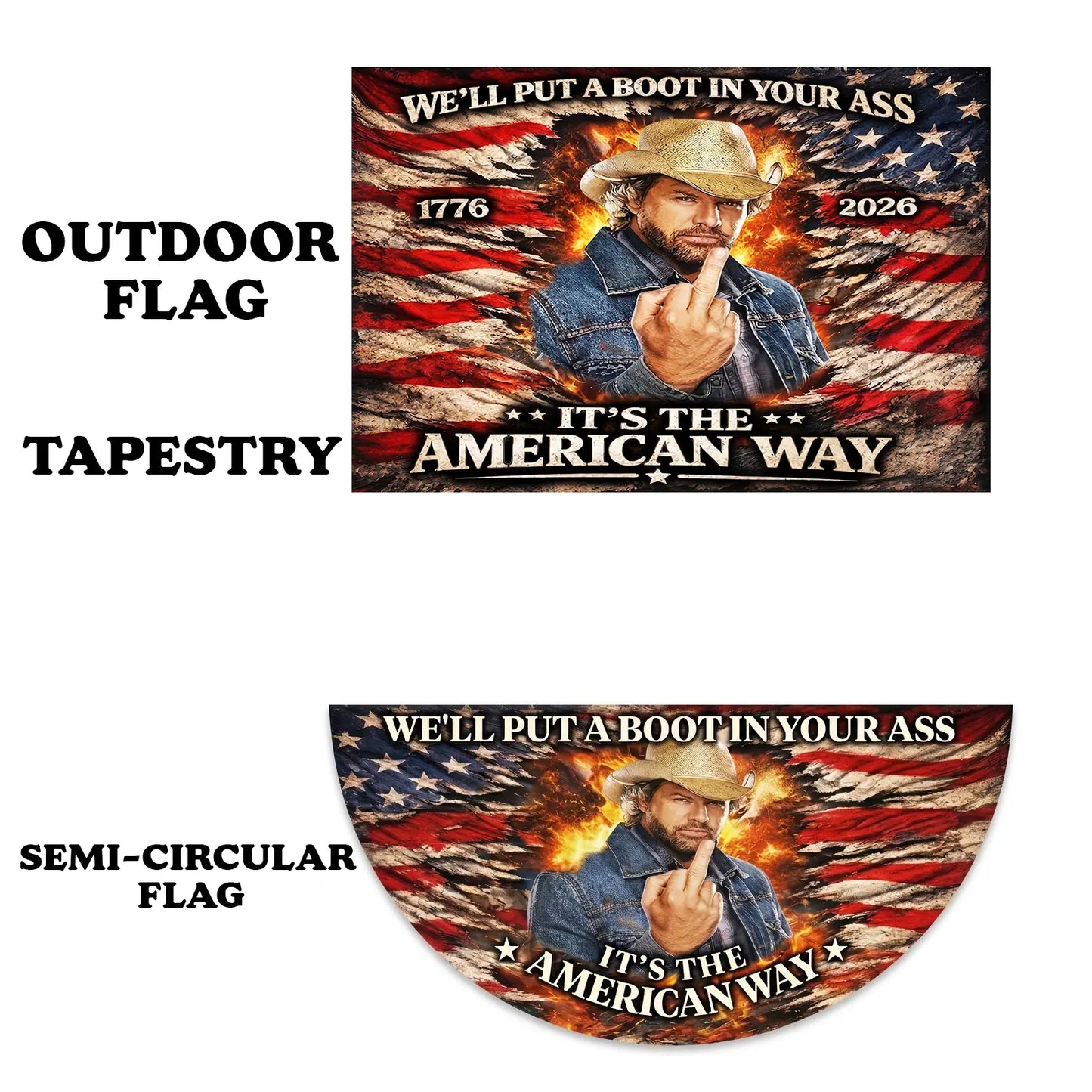 Toby Keith "Red White and Blue" 250th Flag - Patriotic Outdoor Banner & Tapestry