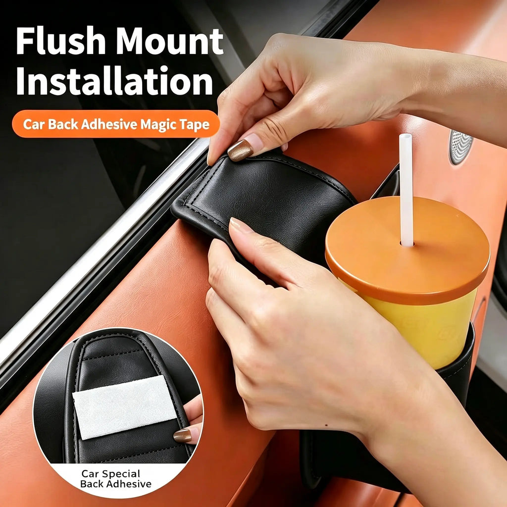 2-Layer Leather Car Door Pocket – Scratch-Proof & Residue-Free Storage Organizer