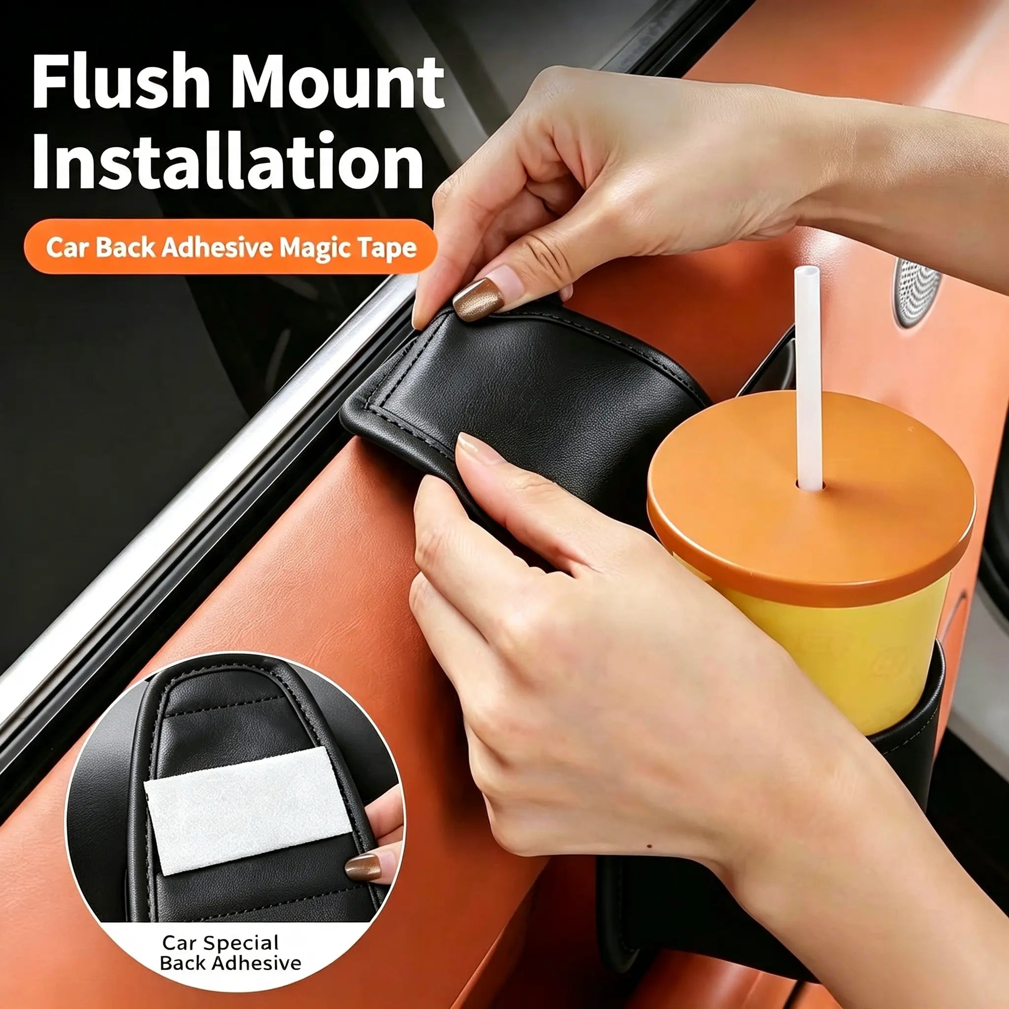 2-Layer Leather Car Door Pocket – Scratch-Proof & Residue-Free Storage Organizer