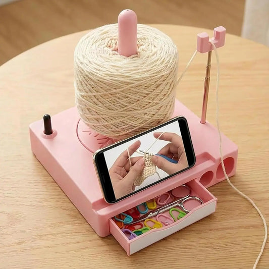 Crochet Yarn Spinner & Phone Stand – Multifunctional Yarn Holder Organizer