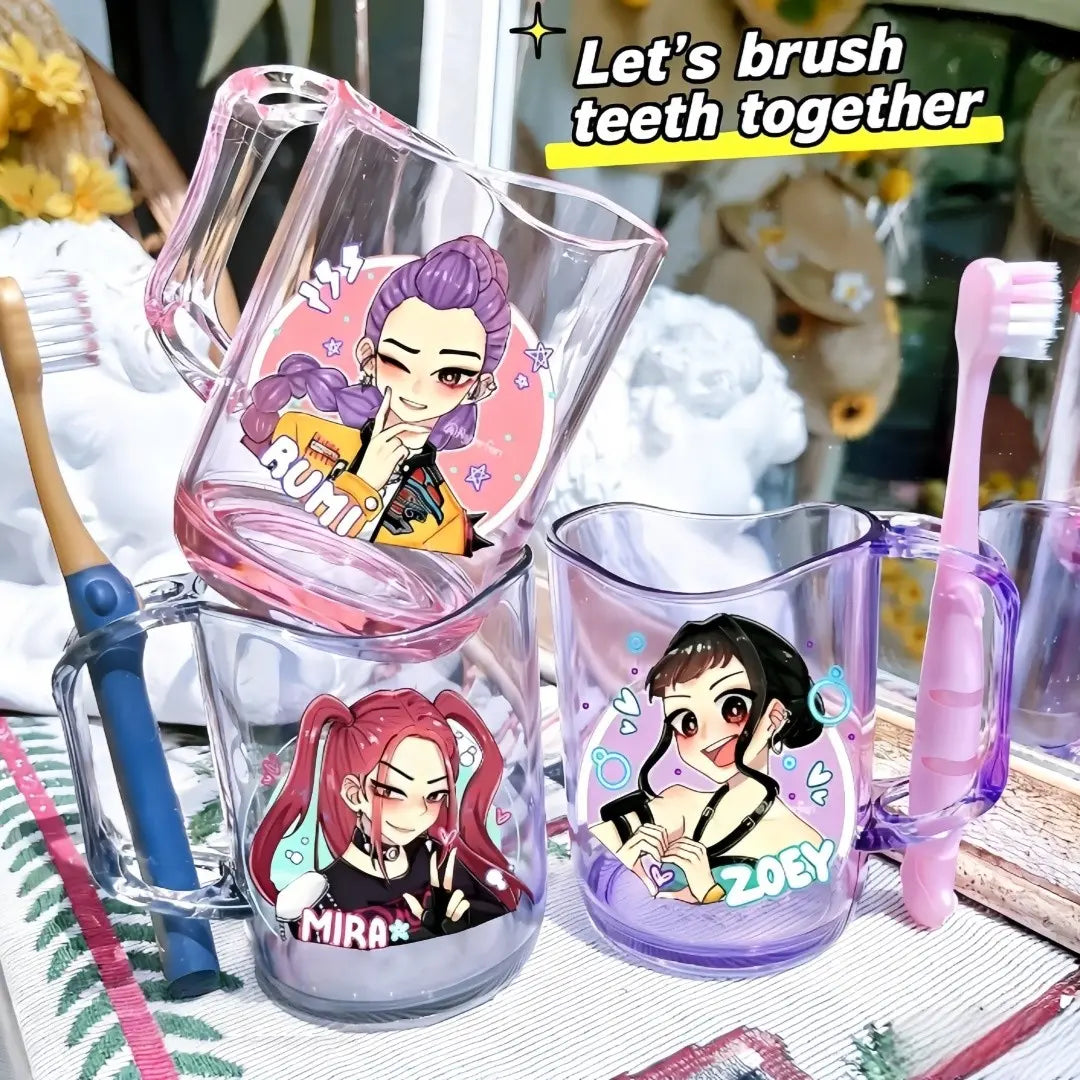 Cute Cartoon Character Acrylic Toothbrush Holder & Cup Set