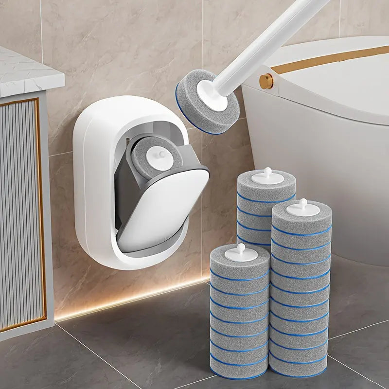 Joybos Wall-Mounted Toilet Brush Set with Disposable Refill Heads – Deep Cleaning Toilet Wand & Storage Holder