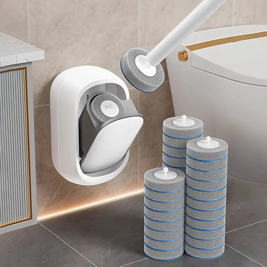 Joybos Wall-Mounted Toilet Brush Set with Disposable Refill Heads – Deep Cleaning Toilet Wand & Storage Holder