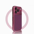 Burgundy Metal & Leather Texture Skin-Friendly Anti-Slip Case for iPhone 18 Pro Max