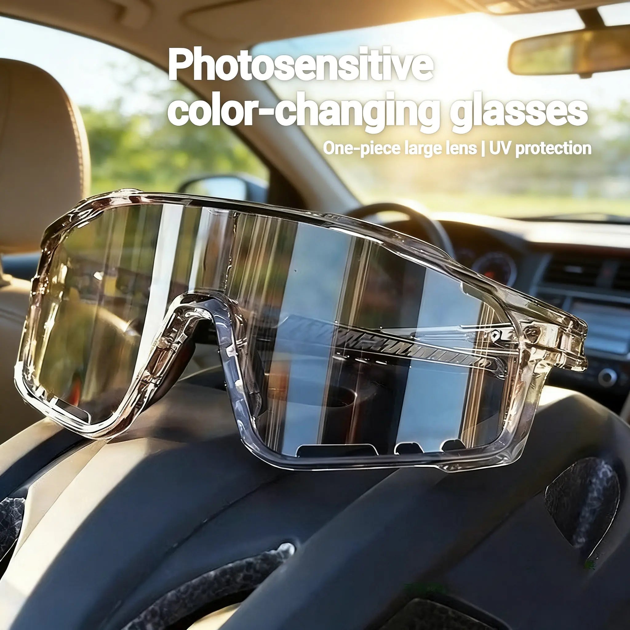New Arrival: Photochromic UV-Protective Sports Sunglasses - Windproof & Sand-Resistant Cycling & Hiking Eyewear