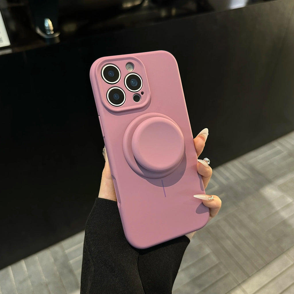 Magnetic Stand Liquid Silicone Full Coverage Phone Case with AI Capture Button for iPhone 18 Pro Max