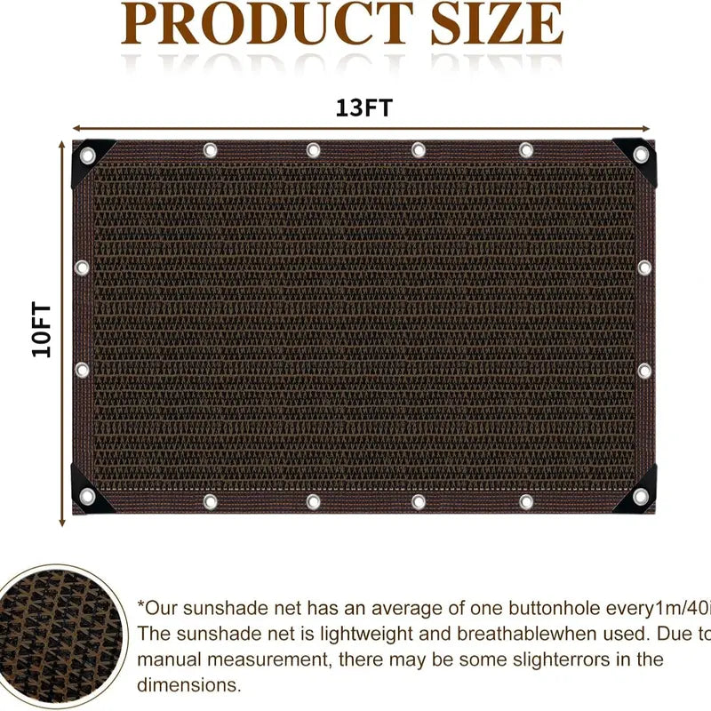 90% Blackout UV-Resistant Mesh Shade Cloth - 10x13ft (Black)