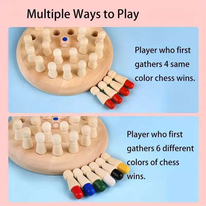 Educational Wooden Memory Chess Puzzle 17cm Diameter 4cm Height 36 Pieces Family Strategy Board Game for Brain Training & Holiday Gifting
