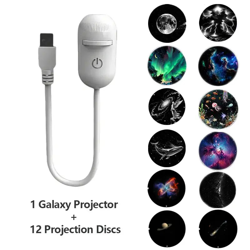 2-in-1 USB Galaxy Starry Sky Projector – Dual-Mode Night Light & Star Projector Light