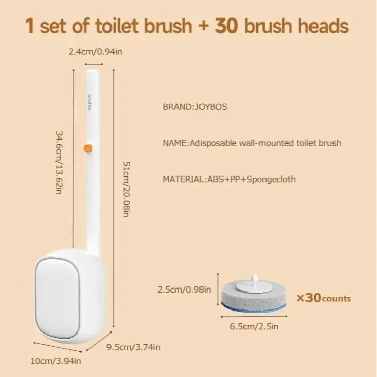 Joybos Wall-Mounted Toilet Brush Set with Disposable Refill Heads – Deep Cleaning Toilet Wand & Storage Holder
