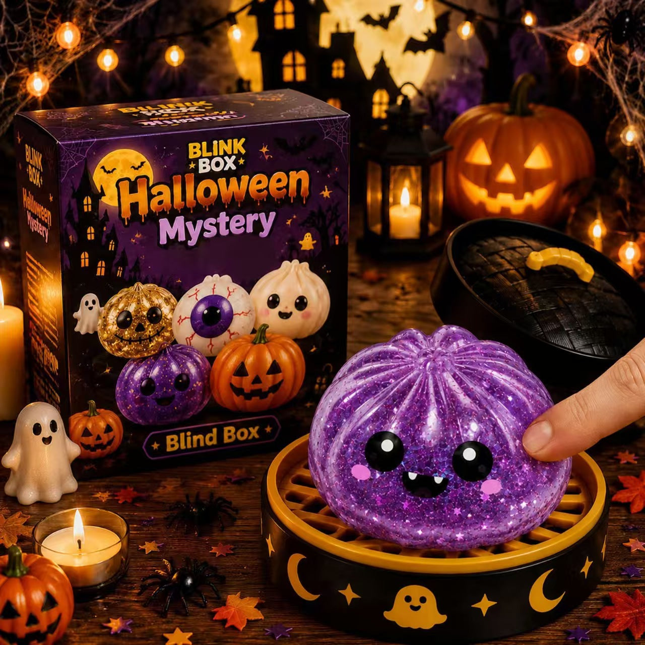 Cute Halloween scary ghost Maruko squeeze toy set, portable stress-relief hand squeeze toys, perfect Halloween party treat bag fillers and holiday gifts