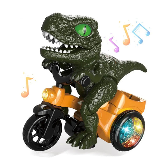 Electric Dino Tricycle Stunt Toy Interactive Musical Toy with Rotating Light Sensor Toy Kids Birthday Gift