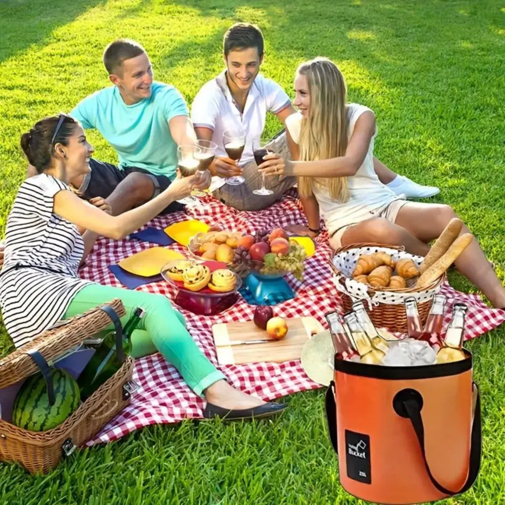 Seau d'eau portable pliable 20 L – Réservoir d'eau en PVC robuste avec poignée