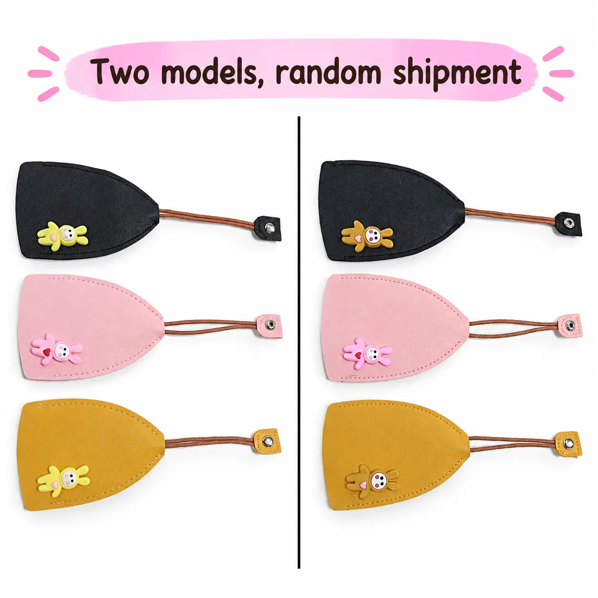 Cute Cartoon Leather Pull-Out Key Case – Portable Anti-Scratch Car Key Holder Pouch