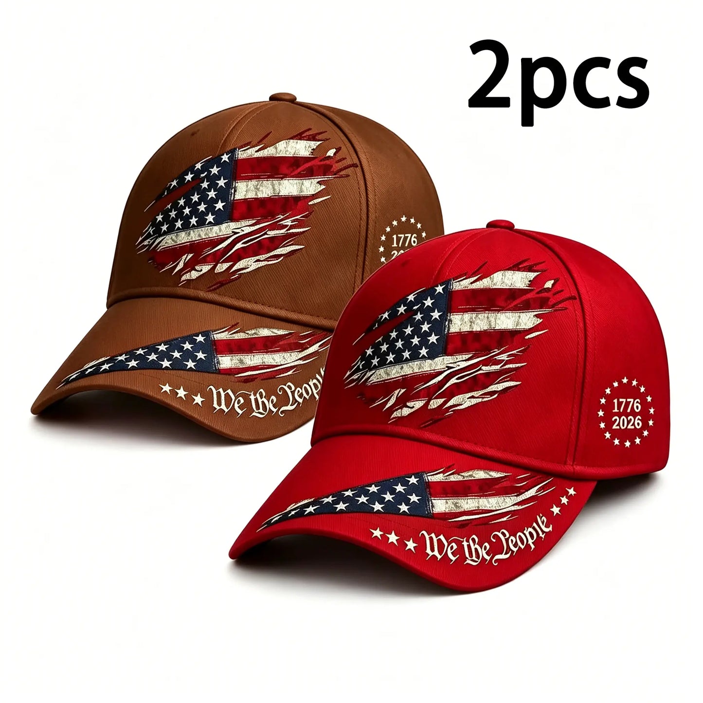 2pcs 250th Anniversary Print Baseball Cap, Adjustable Unisex Sun Cap