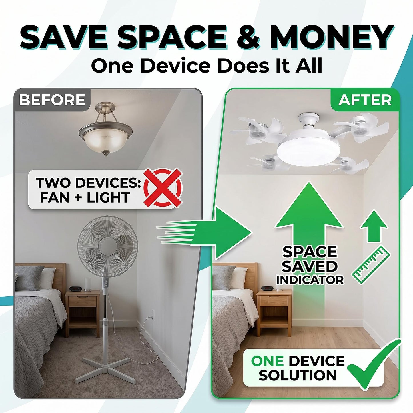 [DealsForYouDays] 2026 New E27 Socket Ceiling Fan Light - 2-in-1 Silent LED Fan with Remote Control, Energy-Saving Cooling & Lighting Combo for Home Bedroom