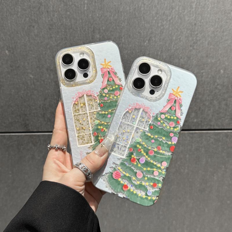Christmas Tree Art Deco Glitter Shockproof TPU Case for iPhone 18 Pro Max