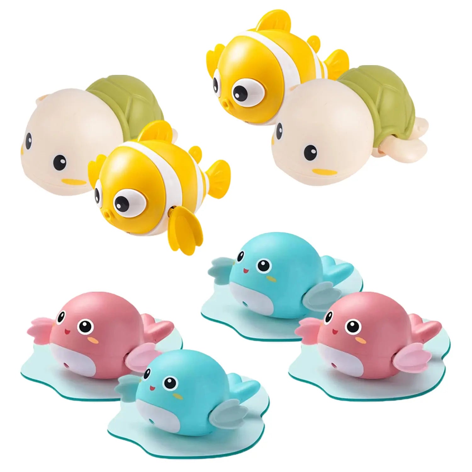 2 Pack Swimming Baby Bath Toys, Water Pool Floating Wind Up Toys Assorted Animal Model Set