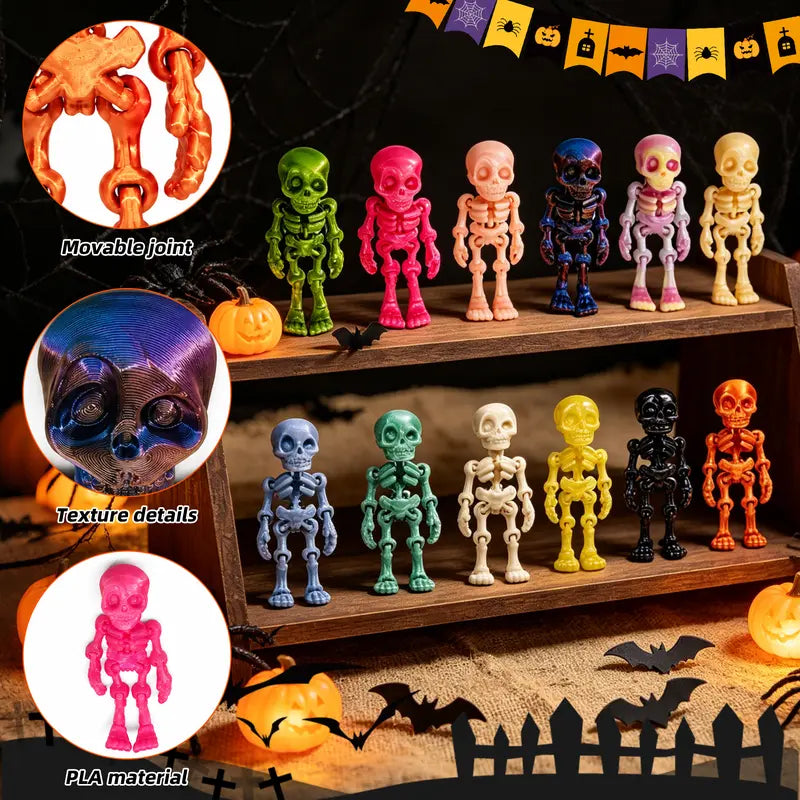 3D-Printed Mini Skeleton Statues – Halloween & Christmas Stress Relief Home Decor