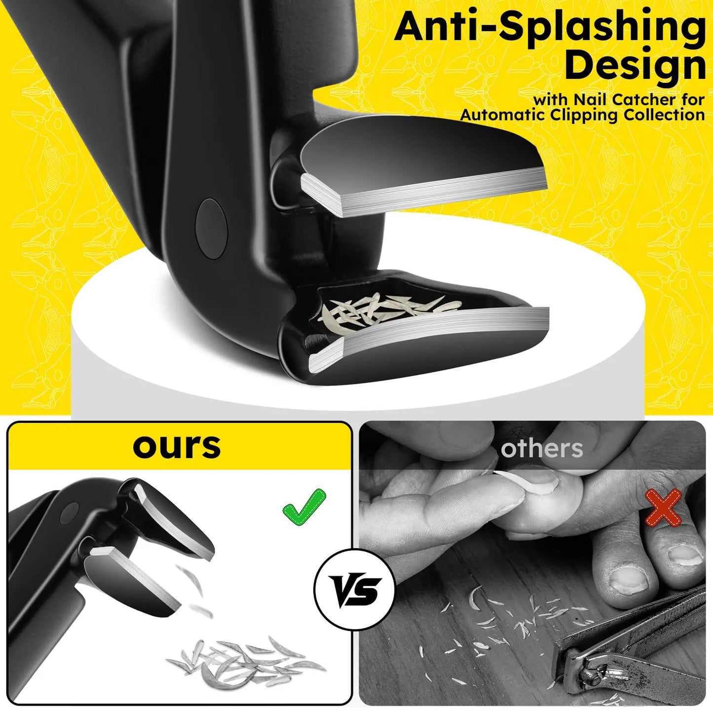 Metal Toenail Clippers for Adults, Long-Handled Curved Head with Catcher, Ultra-Sharp Heavy-Duty for Thick Nails