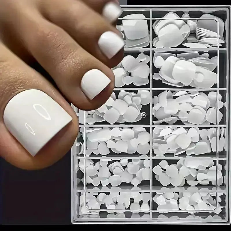 240pcs Short Square Press-On Nails, Pure-Color Toe Nail Kit, Wearable Nail Art Set in Box Packaging, Toe Nail Tips, DIY False Toenails, Fake Toenails
