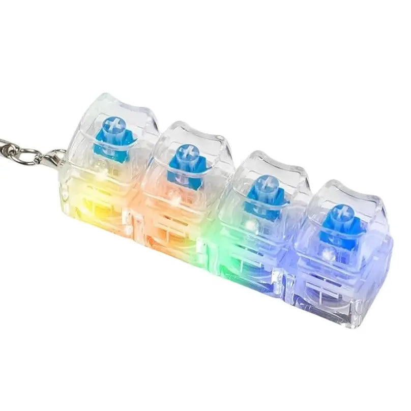 4-Key LED Mechanical Keyboard Clicker Keychain – RGB Light-Up Fidget Toy