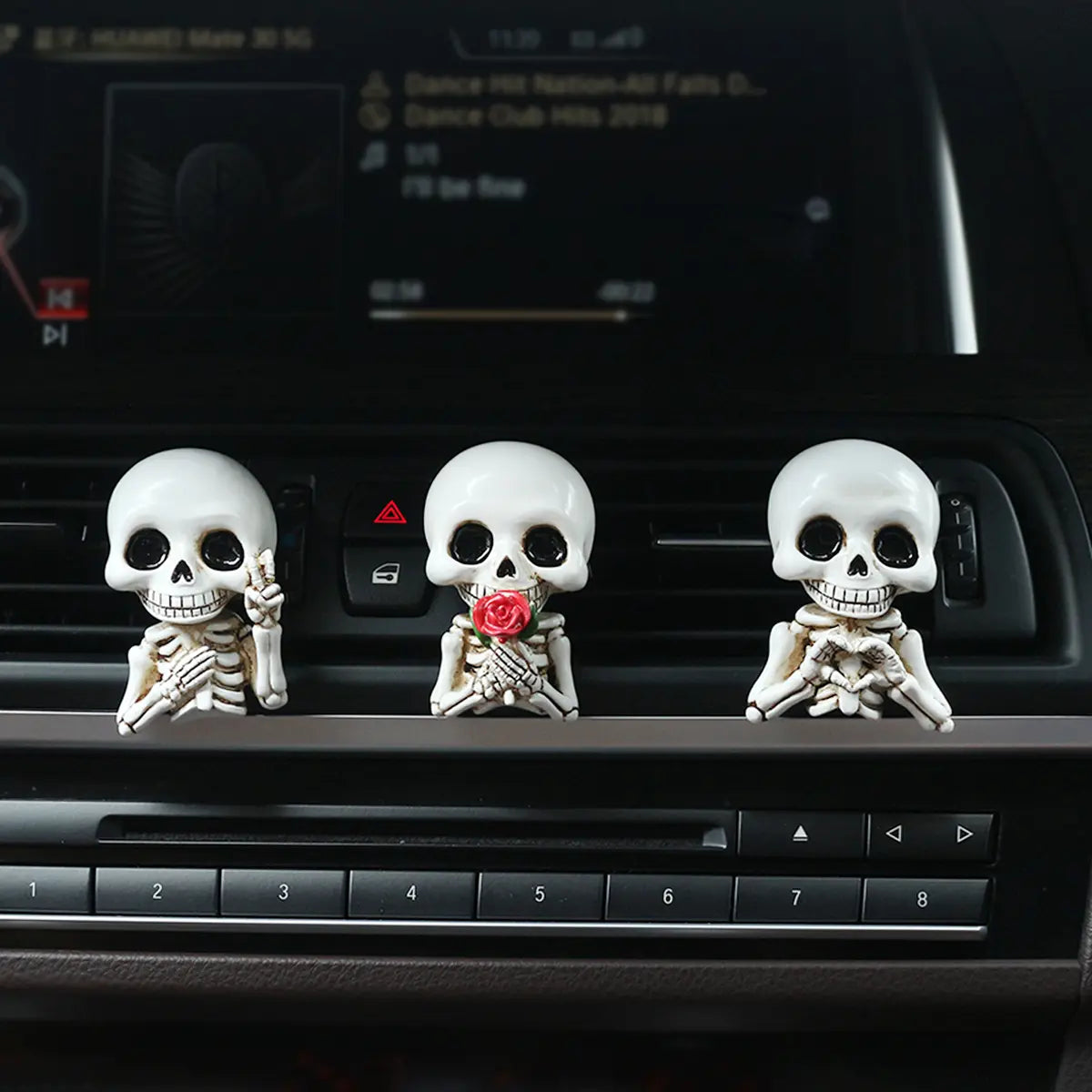 Cute Skull Car Diffuser Set, 3PCS Resin Skeleton Car Decor