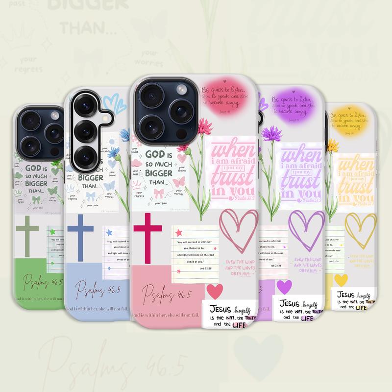 Bible Quotes Cute Flower Shockproof Drop-Proof Case for iPhone 18 Pro Max & Samsung Galaxy S26 Ultra