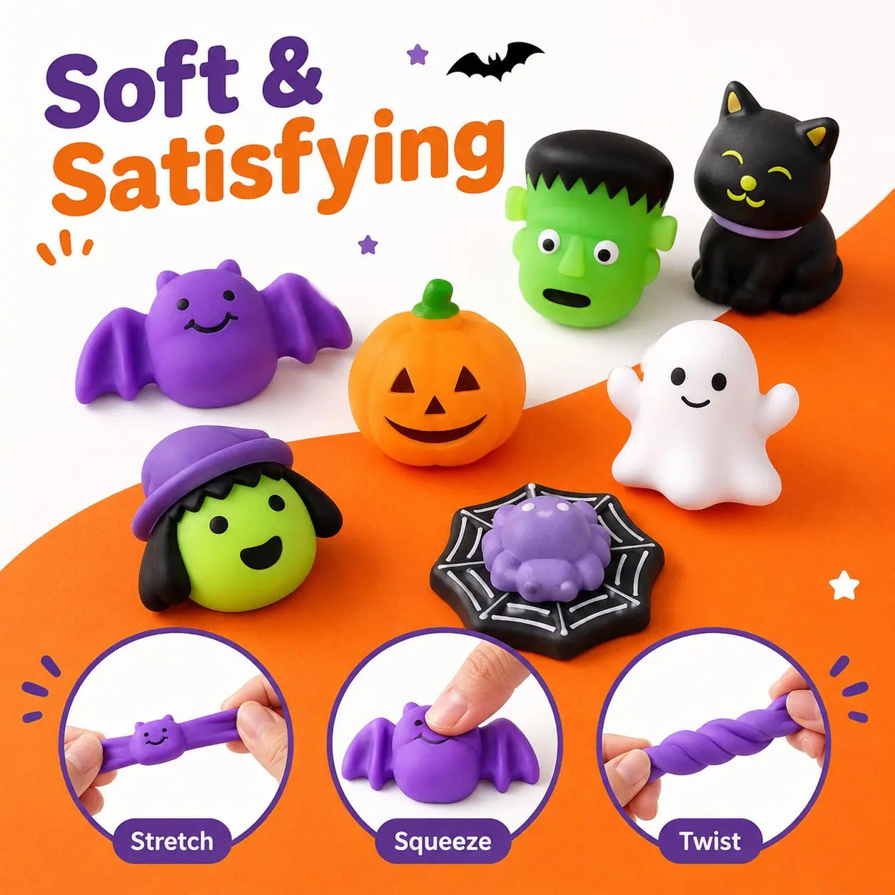 Halloween Mochi Squishies Kit – Mini Spooky Party Favors & Trick-or-Treat Bag Fillers