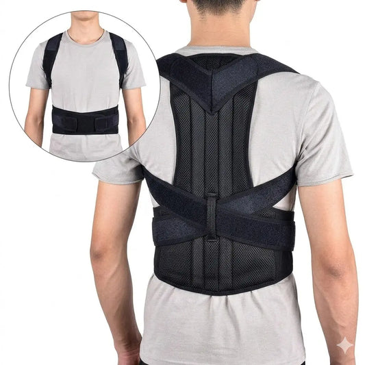 Breathable Posture Support Brace, Comfort-Fit Back Straps for Home and Office, Ergonomic Upper Back Support