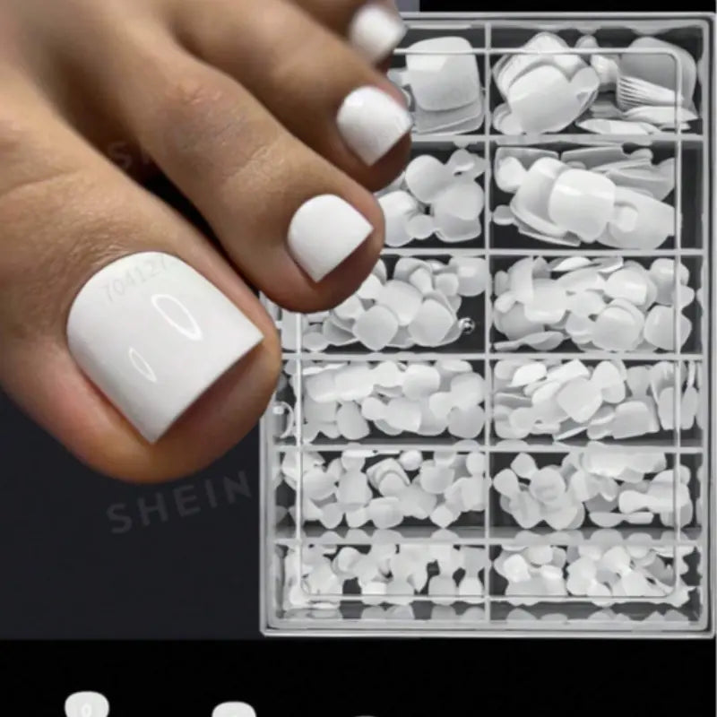 240pcs Short Square Press-On Nails, Pure-Color Toe Nail Kit, Wearable Nail Art Set in Box Packaging, Toe Nail Tips, DIY False Toenails, Fake Toenails