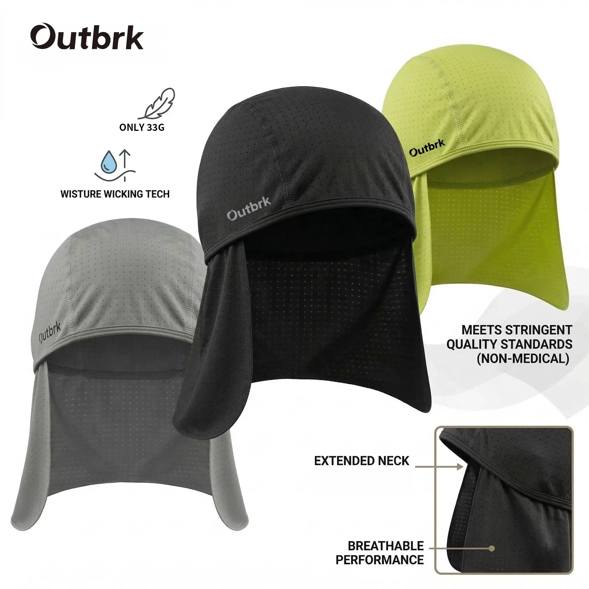 Quick-Dry Cooling Skull Cap with Neck Shade, Sweat-Wicking Sun Protection Headwear for Fishing, Hiking & Outdoor Work