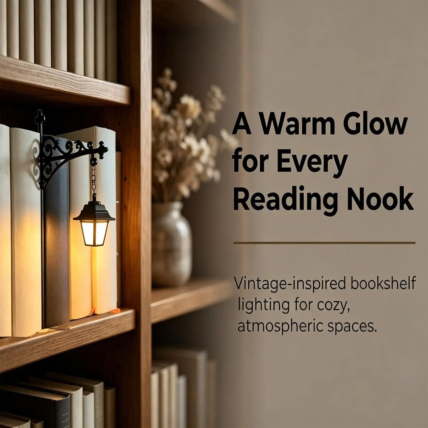 Mini Library Lantern Shelf Lamp for Cozy Reading Nook Decor