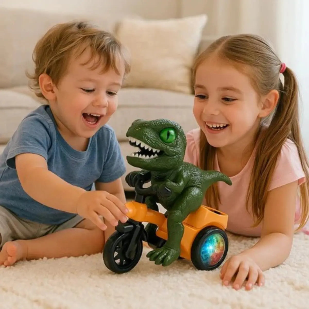 Electric Dino Tricycle Stunt Toy Interactive Musical Toy with Rotating Light Sensor Toy Kids Birthday Gift