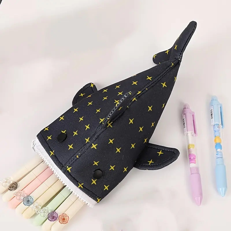 Cute Shark Pencil Case | Animal Shape Zipper Pencil Bag for Kids & Students