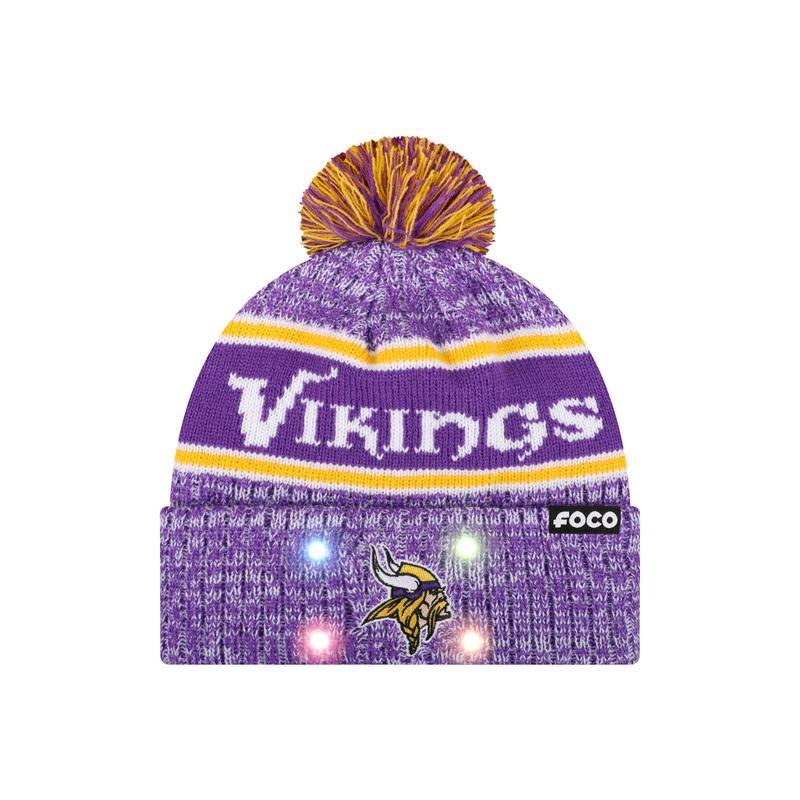 NFL Officially Licensed Team Color Warm Light up Pom Beanie