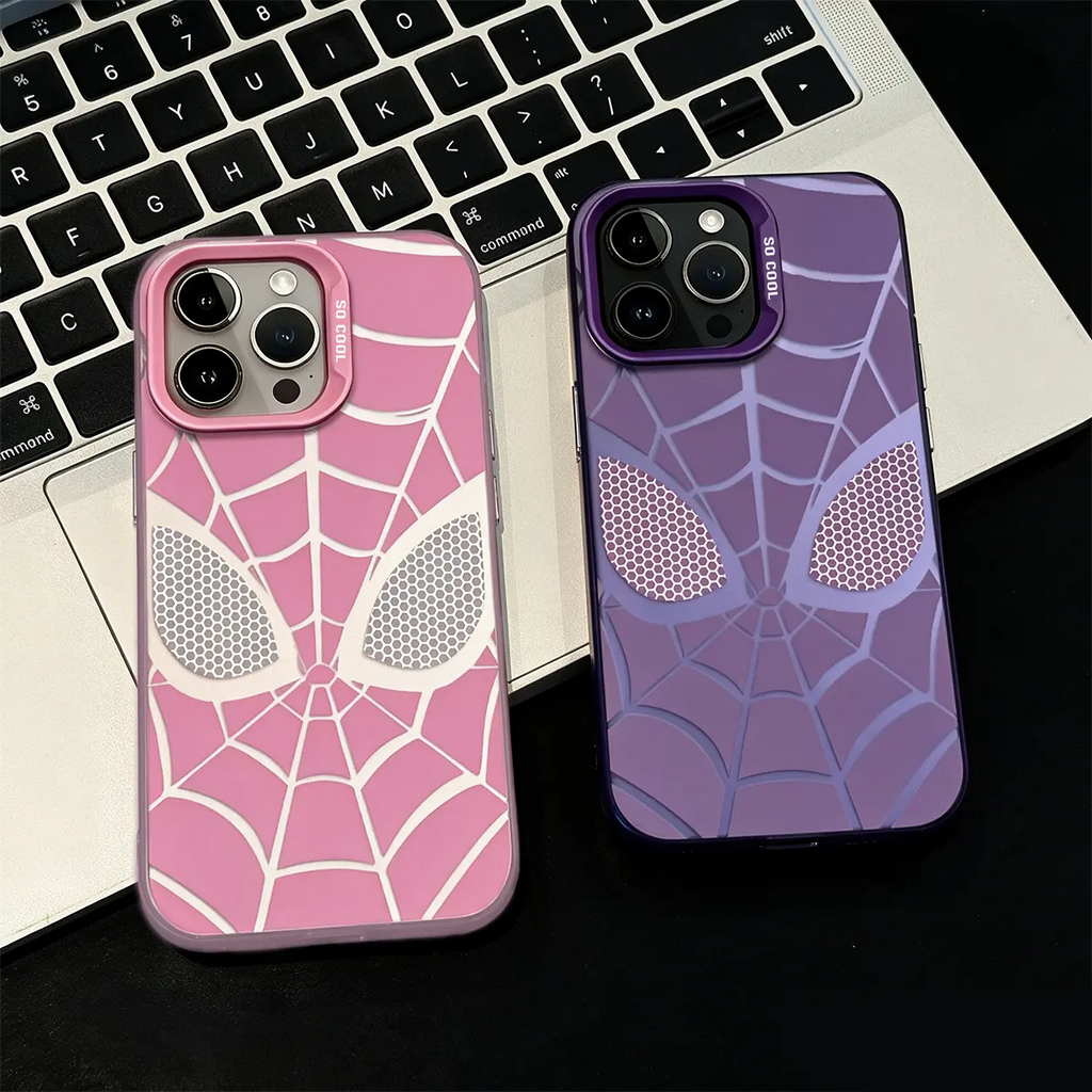 Creative Spider-Man Web Phone Case for iPhone 17 Pro Max – Trendy Pink Shockproof Protective Cover