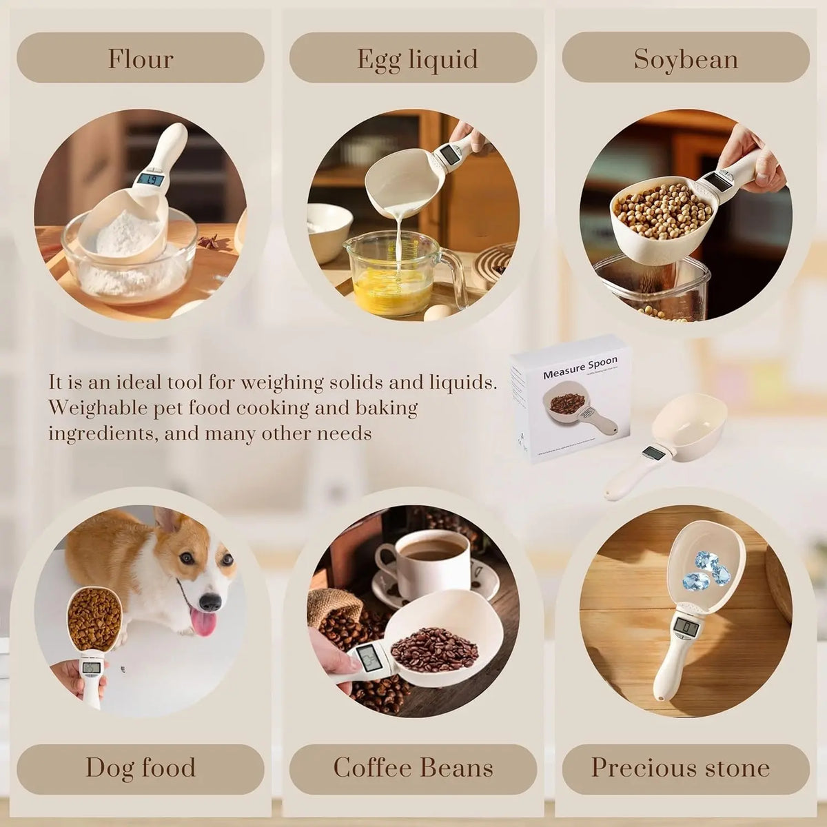 Digital Food Measuring Scoop Scale – Smart Electronic Spoon Scale for Kitchen & Baking