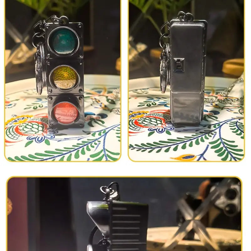2-Pack Mini Electronic Traffic Light Keychain Backpack Charms, Cute LED Flashing Pedestrian Light Keychain with Keyrings, Fun Accessory for Bags
