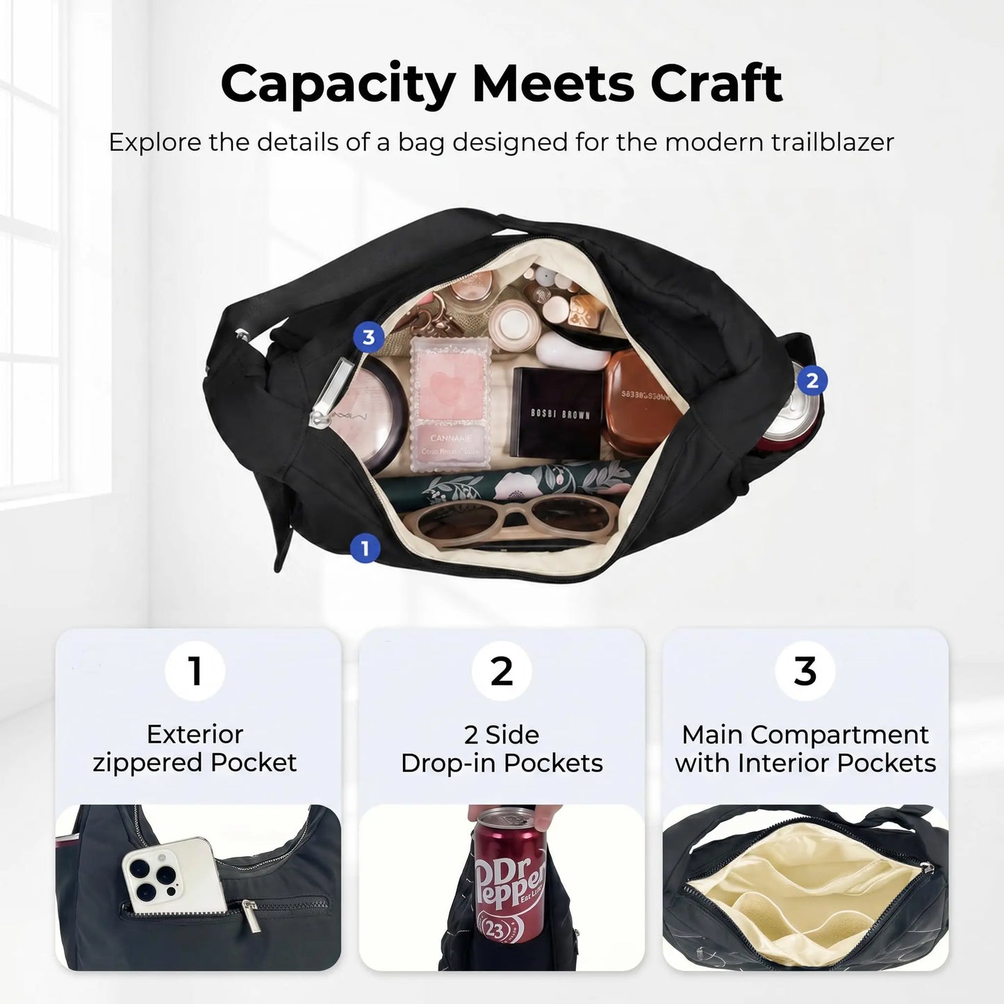 Spider Web Puffer Shoulder Bag for Women - Lightweight Quilted Nylon Crossbody Purse