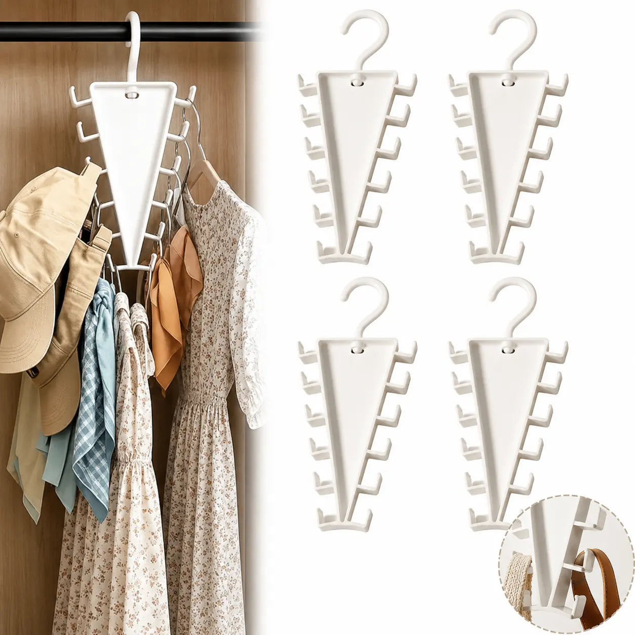 V-Shaped Double-Sided Closet Organizer Hanger – 360° Rotatable Space-Saving Rack with 12 Hooks