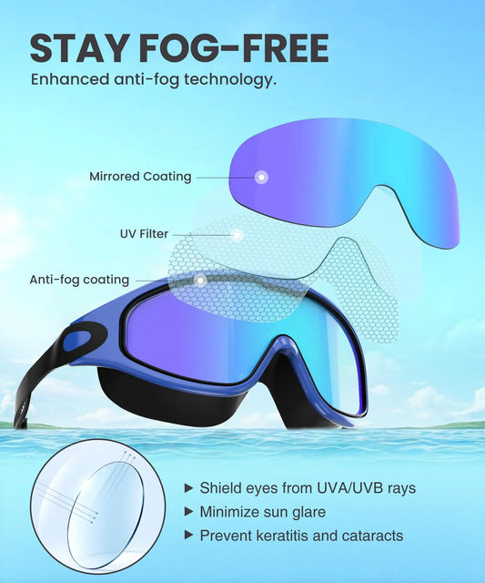 [Memorialday]MARISUN Goggles Swimming Adult Swim-Goggles: Wide View with UV400 Protection Anti Fog No Leak for Men and Women 3 Pack fit outdoorfun Swim Kit Nose Clips Swim Glasses summerwins