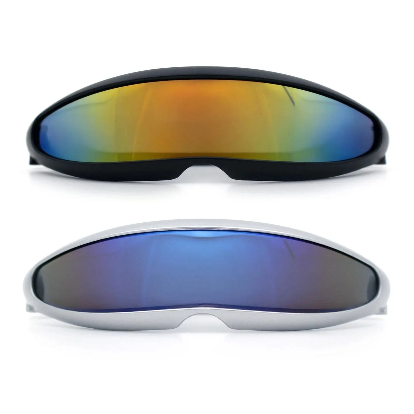 Futuristic Cyberpunk Cyclops Monolens Sunglasses - Robotic Mirror Lens Shades with UV400 Protection
