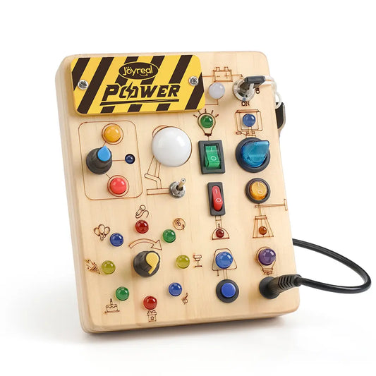 Joyreal Montessori Sensory Busy Board, Square-Shaped Wooden Busy Board with LED Light Up Switches,  Portable Learning Kids Toys,Christmas Gifts Ideas， #SummerVibes