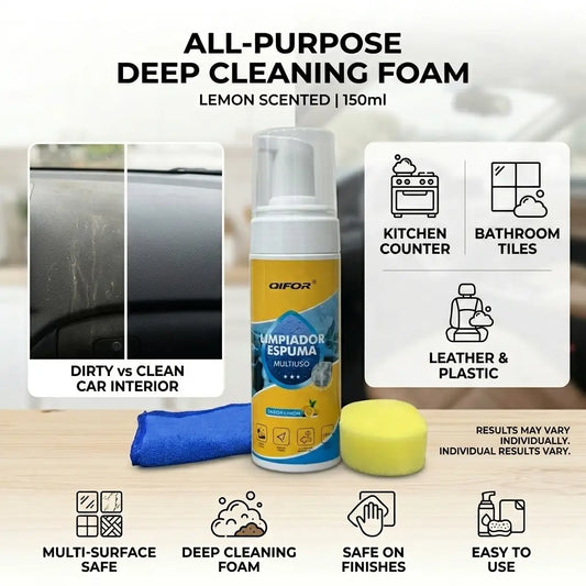 QIFOR 4-in-1 Multi-Enzyme Foam Spray Cleaner - Heavy Duty Deep Cleaning for Car Interior, Sofa & Home (Summervibes)