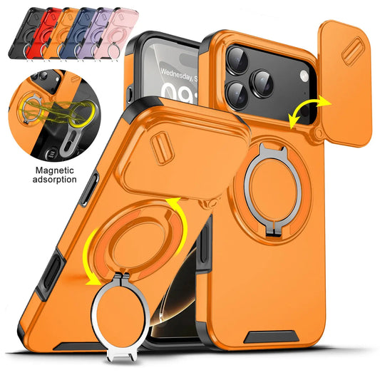 MagSafe Case with Slide Camera Cover & Ring Kickstand – Military Grade Shockproof for iPhone 17 Pro Max