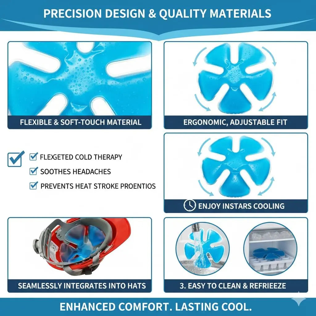 Reusable Hard Hat Cooling Gel Packs for Outdoor Heat Relief