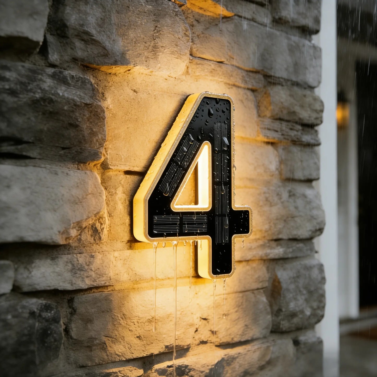ISUNMEA 6.7 Inch Solar Lighted House Numbers for Outside, Light Up Waterproof LED Address Signs for Houses, Backlit Illuminated Exterior Modern House Numbers Light