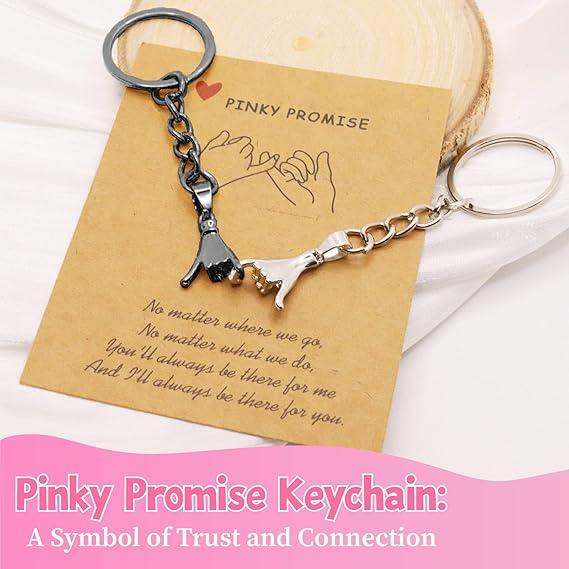 2pcs Pinky Promise Gift Matching Couple Gifts Valentines Day Gifts for Him Her Boyfriend Girlfriend Best Friend Matching Keychains for Couples Wife Husband Birthday Gifts