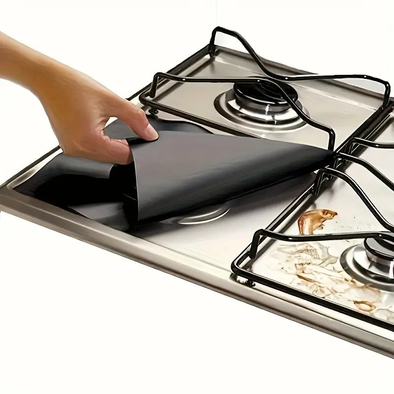 4-Piece Reusable Non-Stick Gas Stove Burner Covers – Heat-Resistant & Washable